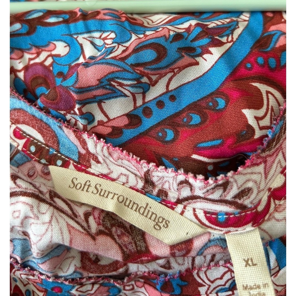 Soft Surroundings Kara Dress XL Framboise Paisley Tiered Boho Maxi Cottagecore - Picture 6 of 7